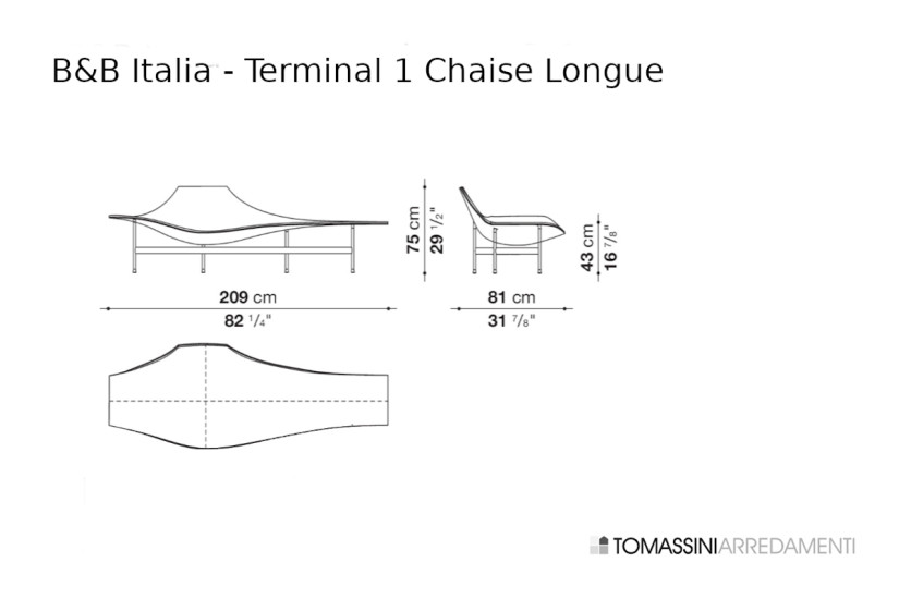 Chaise Longue Terminal 1 en cuir anthracite (Offre Expo) B&B Italia - 8
