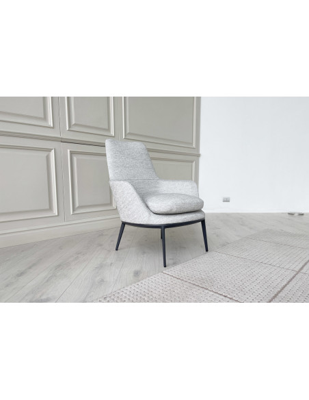 Fauteuil Caratos en tissu gris mélangé - 2