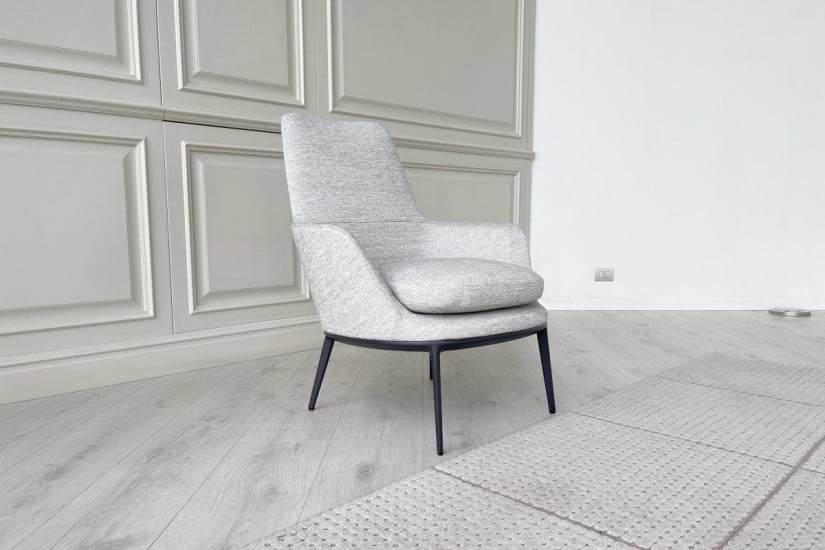 Poltrona Caratos in tessuto grigio melange  - 2