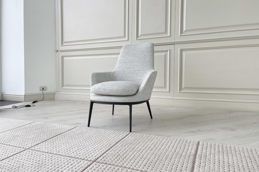 Poltrona Caratos in tessuto grigio melange  - 3