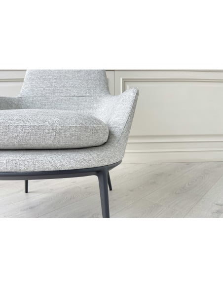 Poltrona Caratos in tessuto grigio melange  - 4