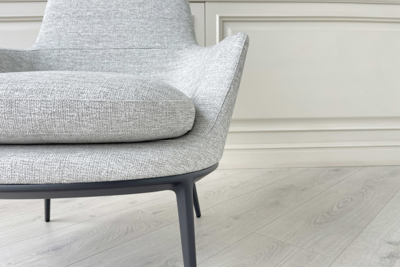 Poltrona Caratos in tessuto grigio melange  - 4