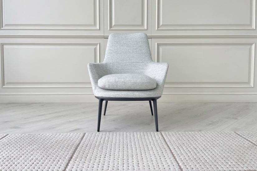 Poltrona Caratos in tessuto grigio melange  - 1