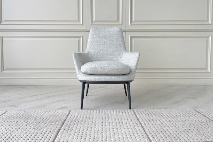 Poltrona Caratos in tessuto grigio melange  - 1