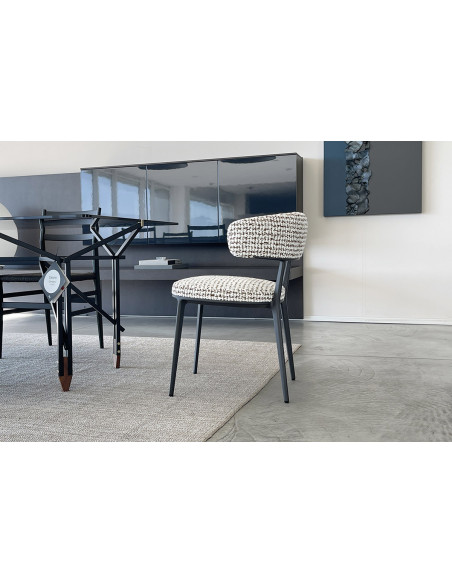 Sedia Caratos in tessuto bianco nocciola  - 1