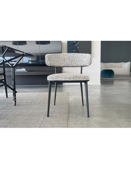 Chaise Caratos en tissu blanc noisette - 2