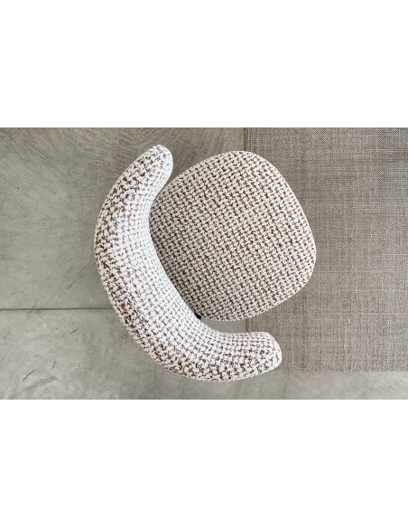 Chaise Caratos en tissu blanc noisette - 4