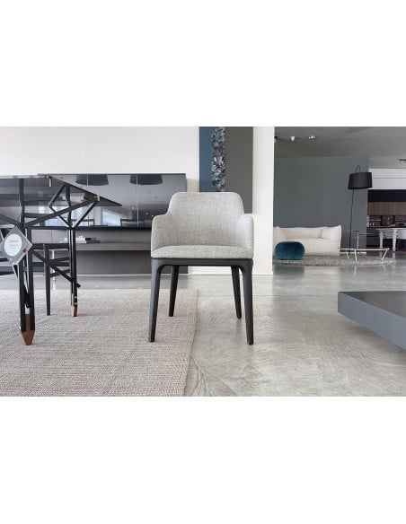 Sedia Grace in tessuto tortora  - 1