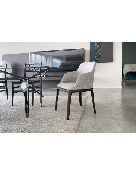 Sedia Grace in tessuto tortora  - 2