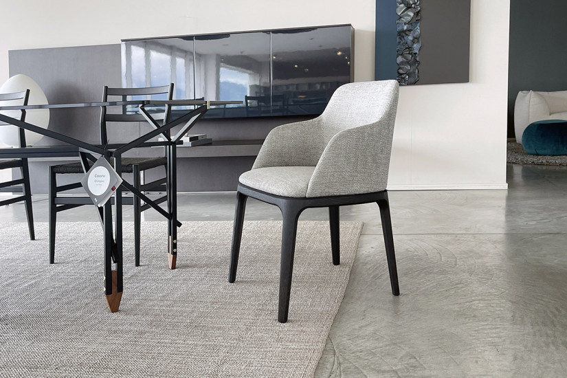 Sedia Grace in tessuto tortora  - 2