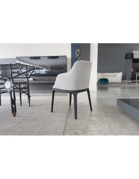 Chaise Grace en tissu taupe - 4