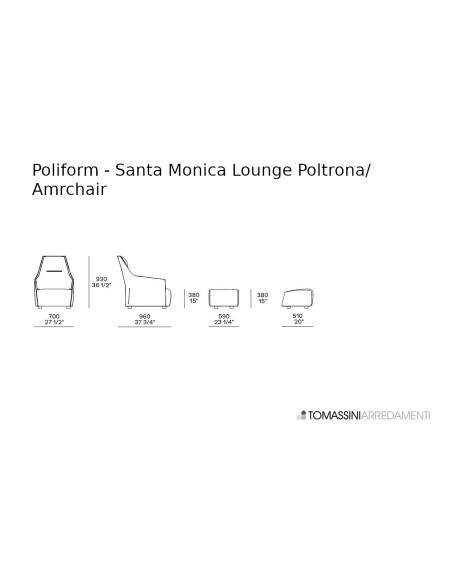 Poltrona e Pouf Santa Monica Lounge in tessuto giallo (Offerta Expo) Poliform - 7