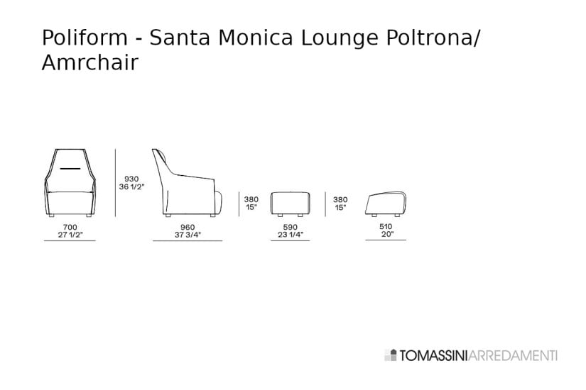 Poltrona e Pouf Santa Monica Lounge in tessuto giallo (Offerta Expo) Poliform - 7