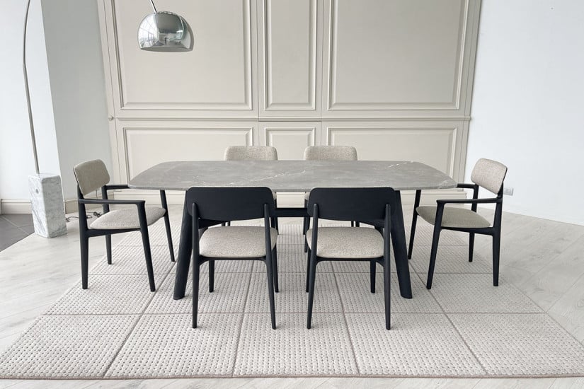 Curve Grey Marble Table (Expo Offer) Poliform - 1