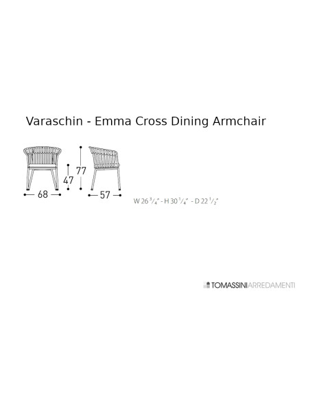 Emma Cross Outdoor Dining Armchair Varaschin - 5
