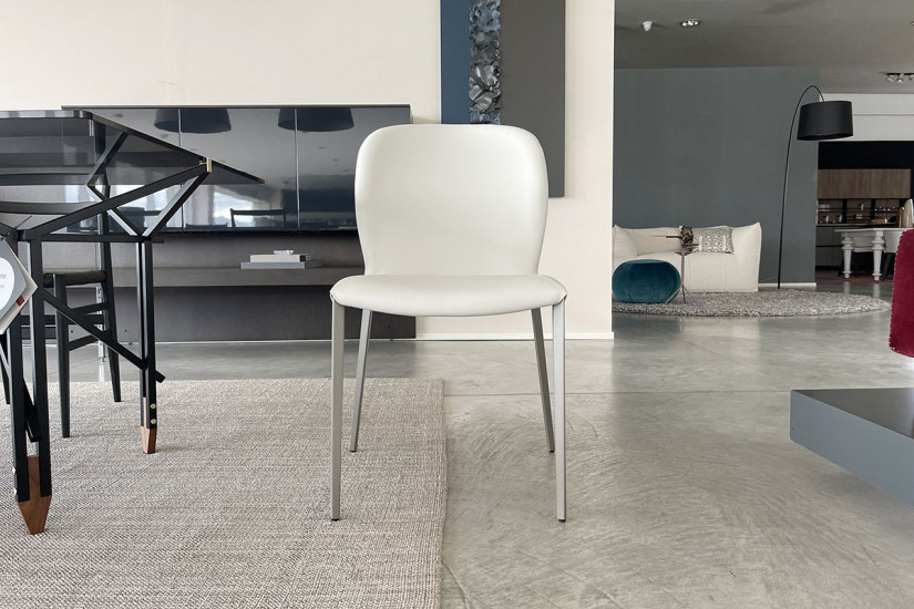 Sedia Nancy in pelle grigia Cattelan Italia - 2