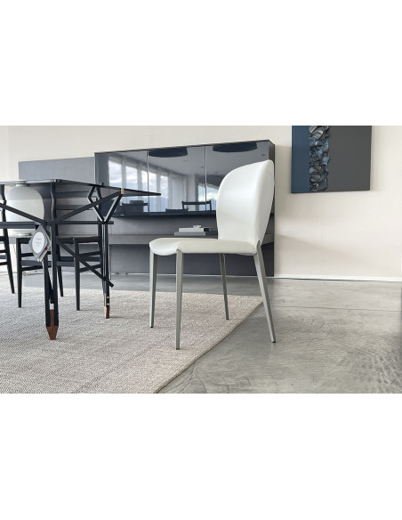 Chaise Nancy en cuir gris Cattelan Italia - 3