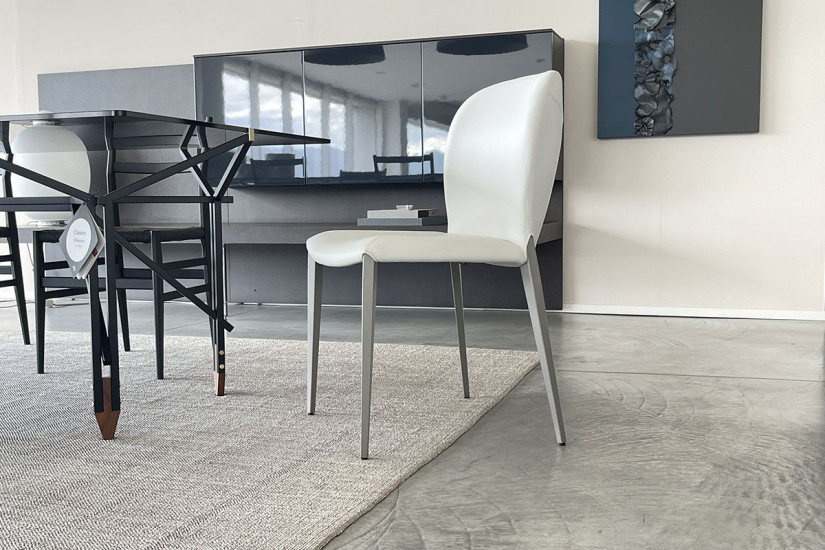 Chaise Nancy en cuir gris Cattelan Italia - 3