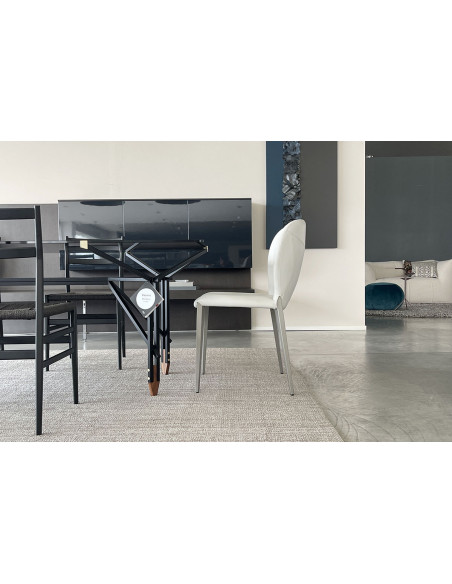 Sedia Nancy in pelle grigia Cattelan Italia - 4