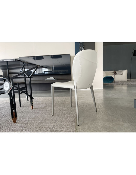 Sedia Nancy in pelle grigia Cattelan Italia - 5