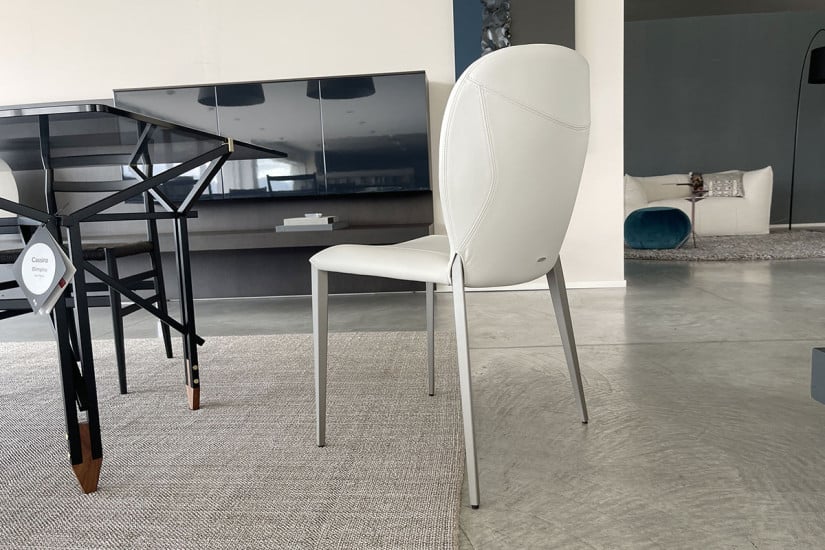 Sedia Nancy in pelle grigia Cattelan Italia - 5