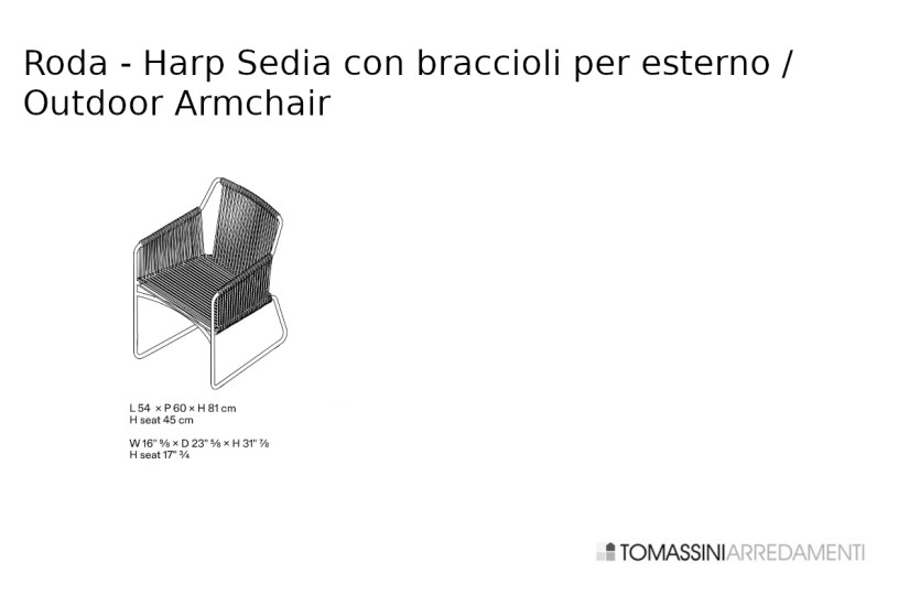 Chaise avec accoudoirs pour extérieur Harp Roda - 7