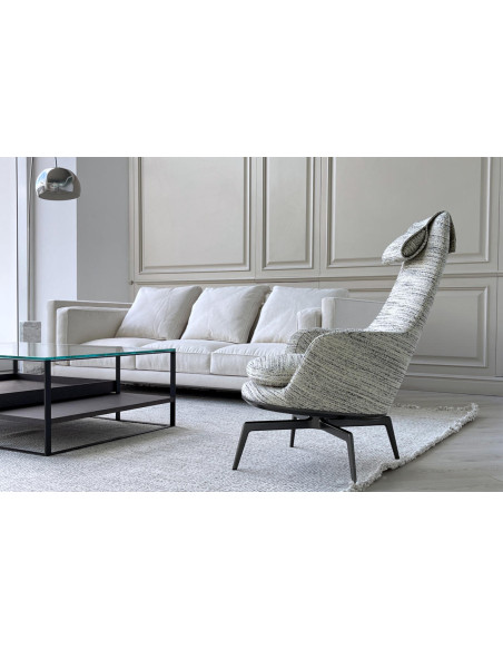 Poltrona Caratos in tessuto bianco e nero (Offerta Expo)  - 5