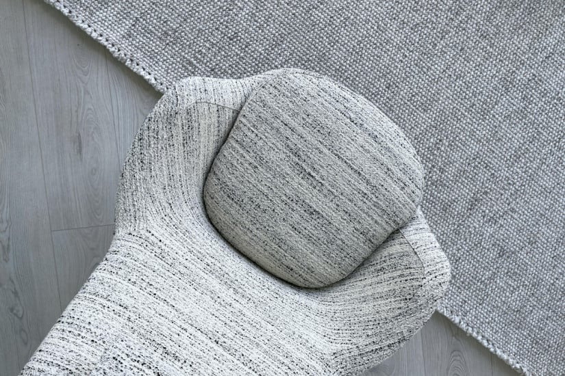 Caratos White and Black Fabric Armchair  - 6