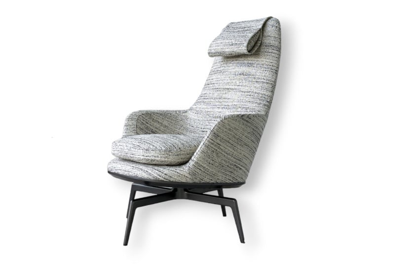 Caratos White and Black Fabric Armchair  - 8