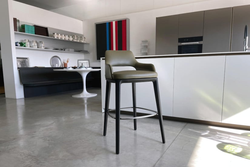 Sophie Light Green Leather Stool (Expo Offer) Poliform - 1