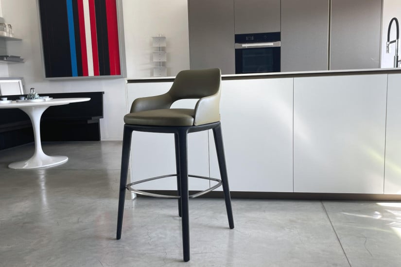 Sophie Light Green Leather Stool (Expo Offer) Poliform - 3