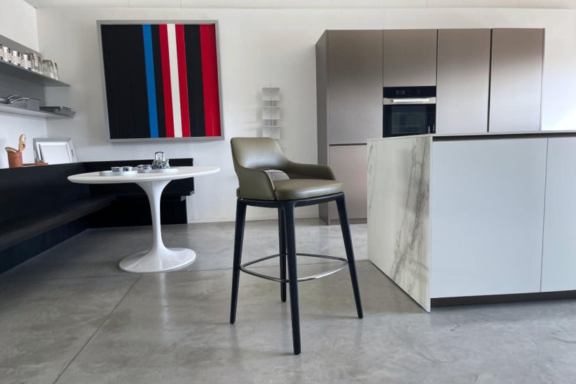 Sophie Light Green Leather Stool (Expo Offer) Poliform - 4