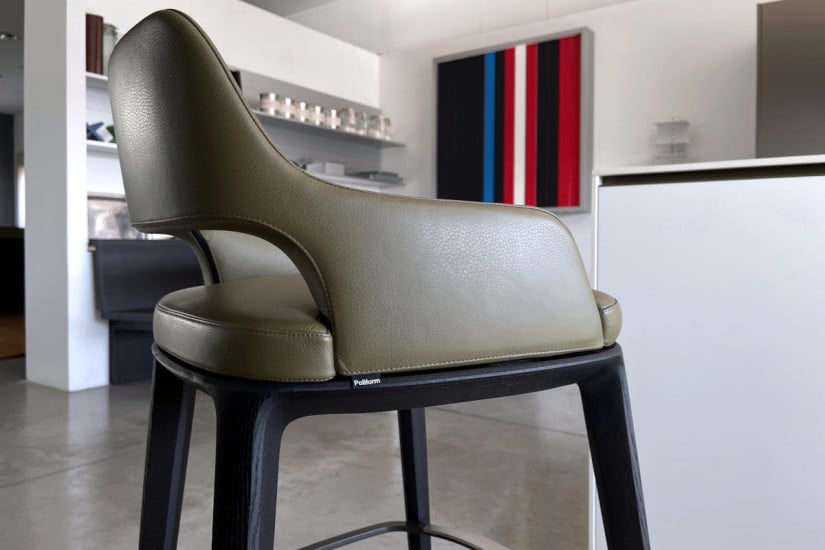 Sophie Light Green Leather Stool (Expo Offer) Poliform - 5