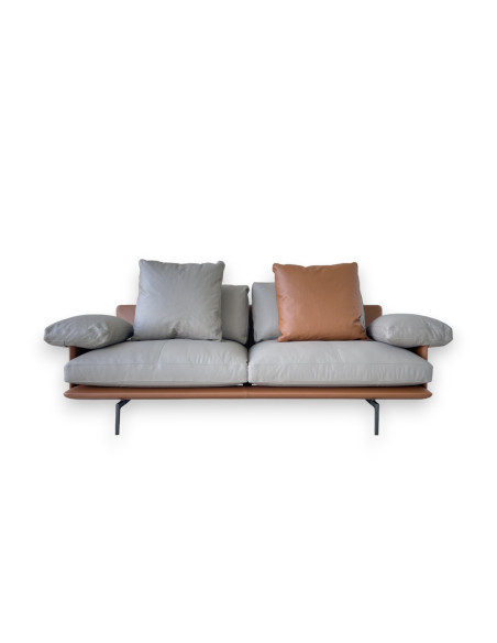 Get Back Brown and Grey Leather Sofa Poltrona Frau - 8