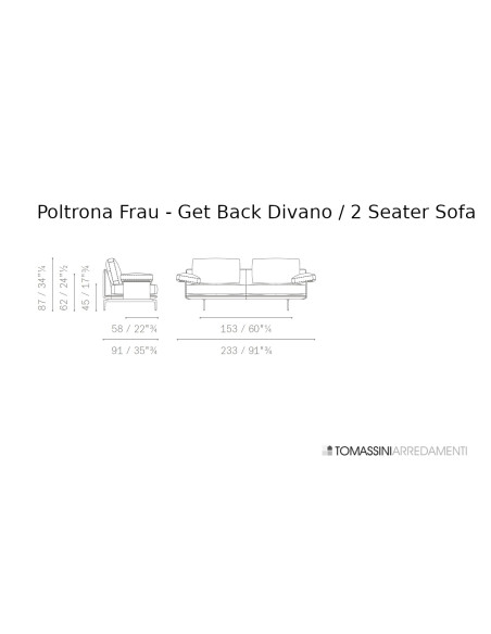 Divano Get Back in pelle marrone e grigia Poltrona Frau - 9