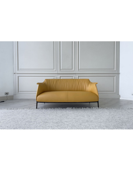 Canapé Archibald en cuir jaune - 1