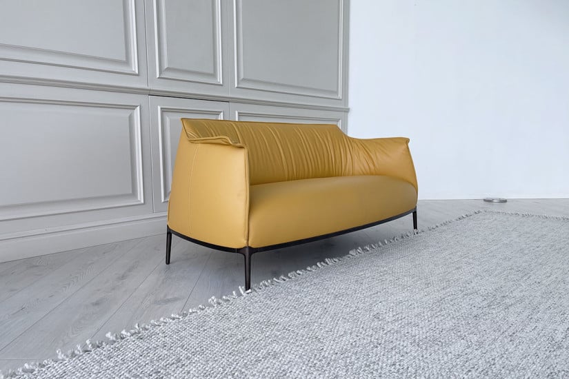 Archibald Yellow Leather Sofa  - 2