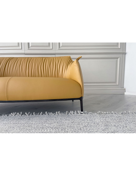 Archibald Yellow Leather Sofa  - 4