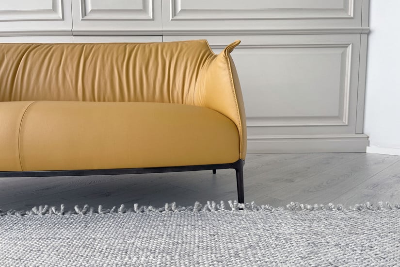 Archibald Yellow Leather Sofa  - 4