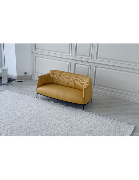 Archibald Yellow Leather Sofa  - 5