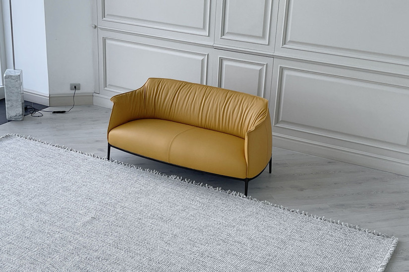 Canapé Archibald en cuir jaune - 5