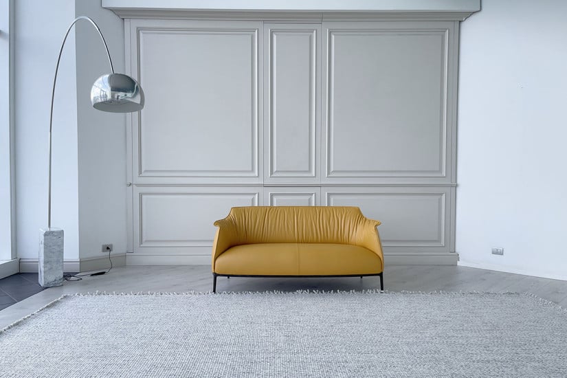 Archibald Yellow Leather Sofa  - 6