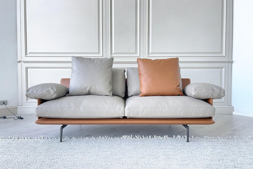 Canapé Get Back en cuir marron et gris (Offre Expo) Poltrona Frau - 1