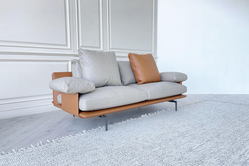 Divano Get Back in pelle marrone e grigia (Offerta Expo) Poltrona Frau - 2