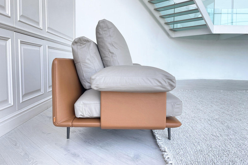 Divano Get Back in pelle marrone e grigia (Offerta Expo) Poltrona Frau - 3