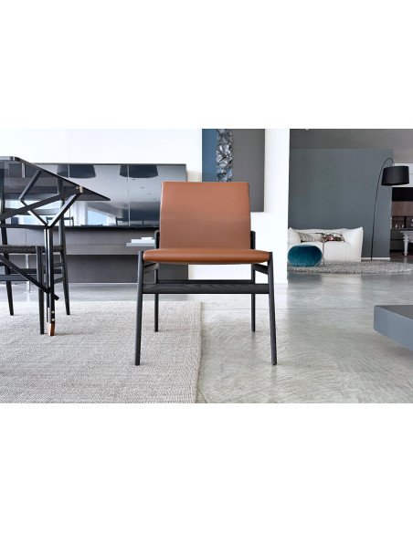 Sedia Ipanema in pelle marrone (Offerta Expo) Poliform - 1