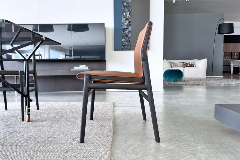 Sedia Ipanema in pelle marrone (Offerta Expo) Poliform - 3