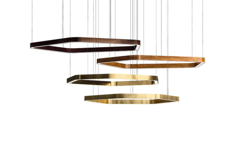 Suspension lamp Light Ring Horizontal Polygonal Henge - 1