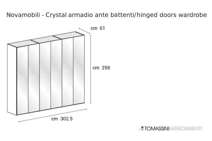 Crystal hinged doors wardrobe Novamobili - 6