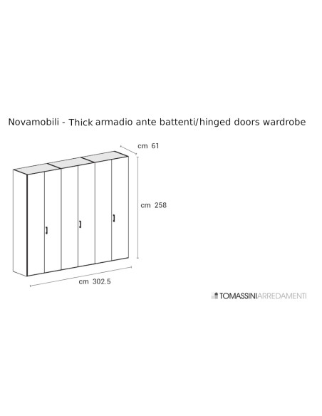 Thick Hinged Doors Wardrobe Novamobili - 5
